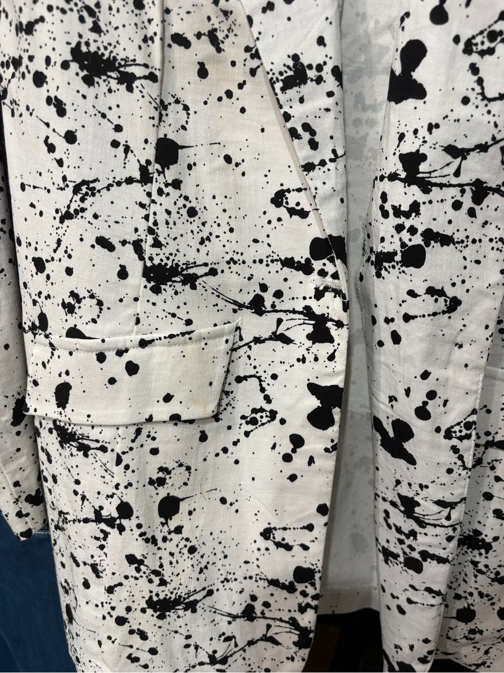 White Blazer with Black Paint-Splatter Print - Picture 3 of 9